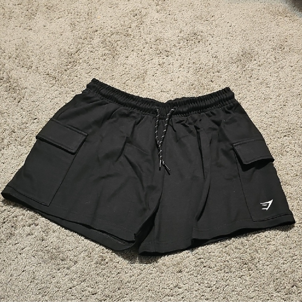 Gym Vibe Black Women's Cargo Drawstring Shorts